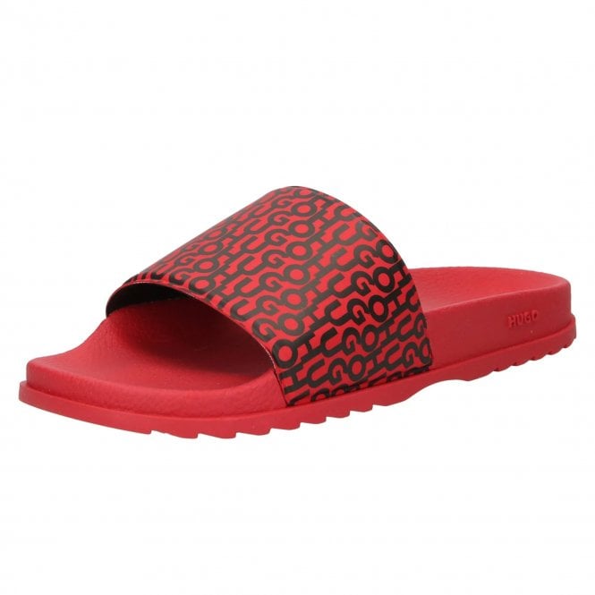 Hugo Boss Match It Slides For Men (Red/Black Logo Print)