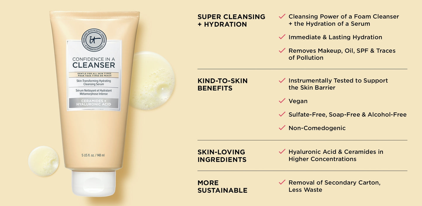 It Cosmetics Confidence in a Cleanser Hydrating Face Wash, 5 fl. oz.