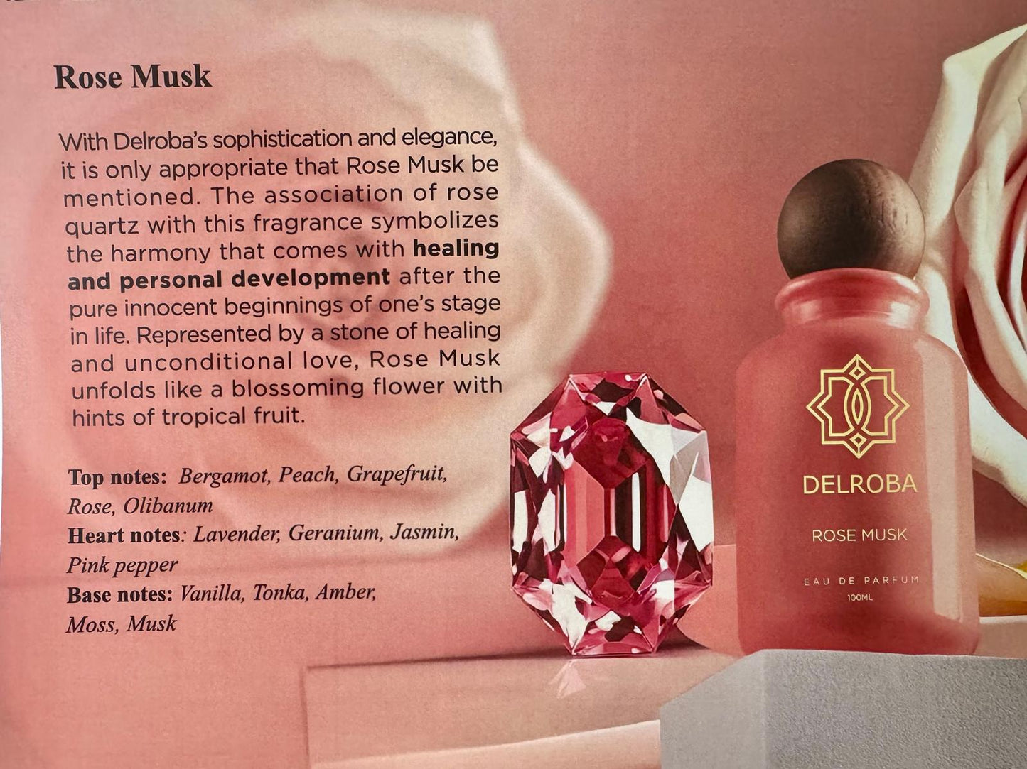 Delroba Ladies Rose Musk EDP 3.4 oz 100 ml