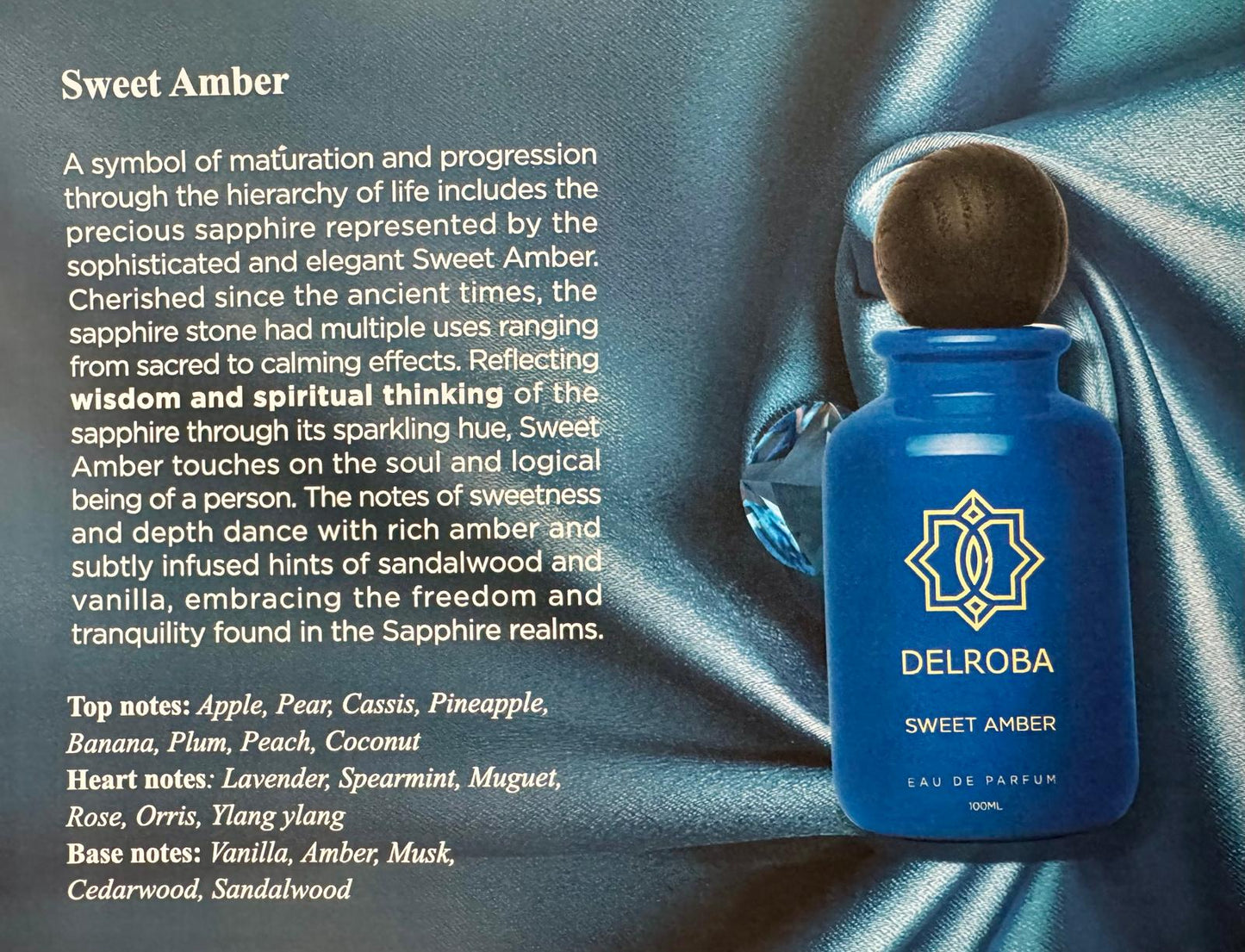 Delroba Men's Sweet Amber EDP 3.4 oz 100 ml