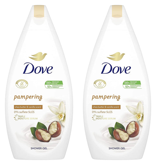 Dove Shower gel Shea Butter and Vanilla Body Wash 500 ml 16.9 oz "2-PACK"