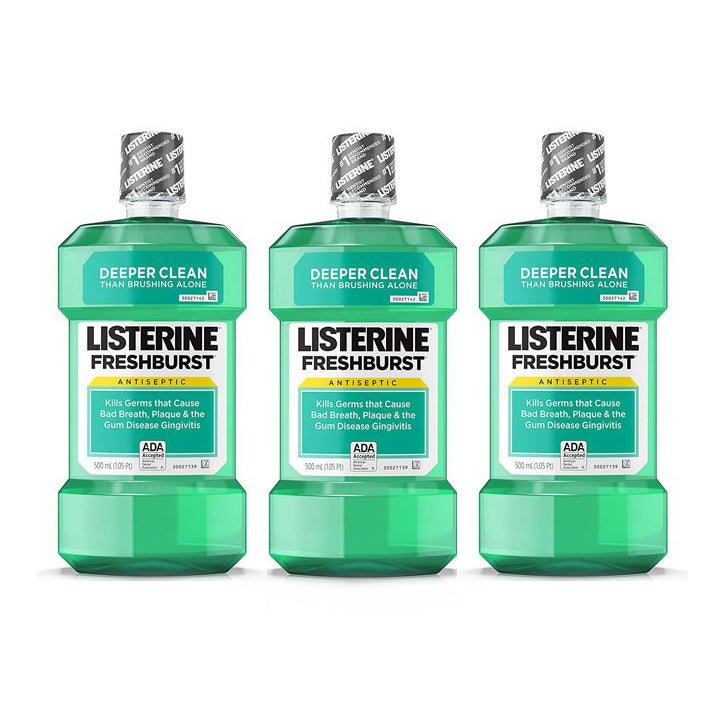 Listerine Fresh Burst Antiseptic Mouthwash 500 ML "3-PACK"