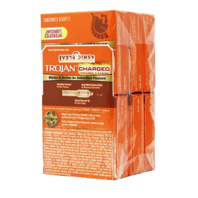 Trojan Charged Lubricated Condoms Orgasmic Pleasure "6-PACK"