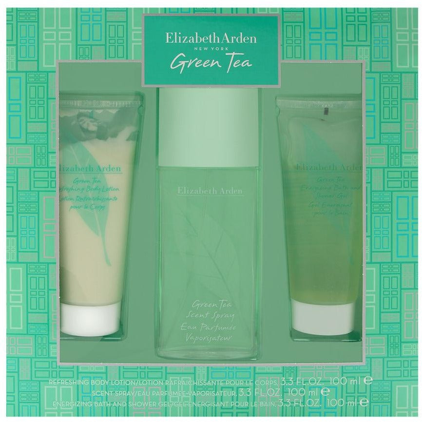 Elizabeth Arden Green Tea Holiday Set, 3 Pc ( Scent Spray, 3.3 Oz + Body Lotion, 3.3 Oz + Bath and Shower Gel, 3.3 Oz)
