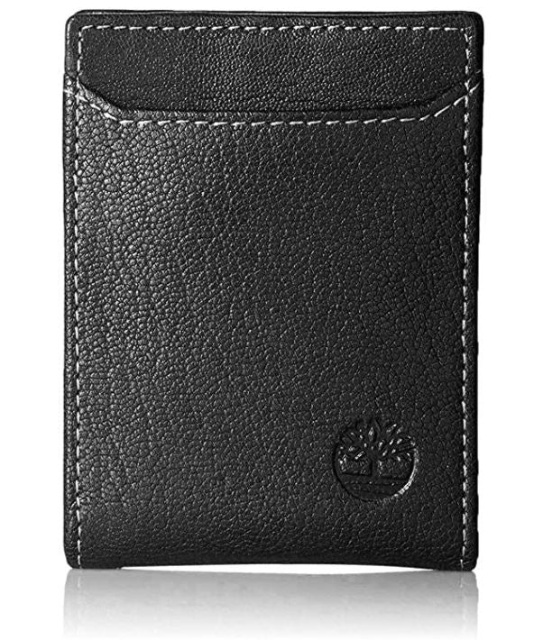 Timberland Genuine Black Leather Flip Clip Wallet