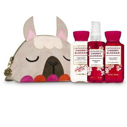 Bath & Body Works Lama Cosmetic Bag Mini Trio Japanese Cherry Blossom