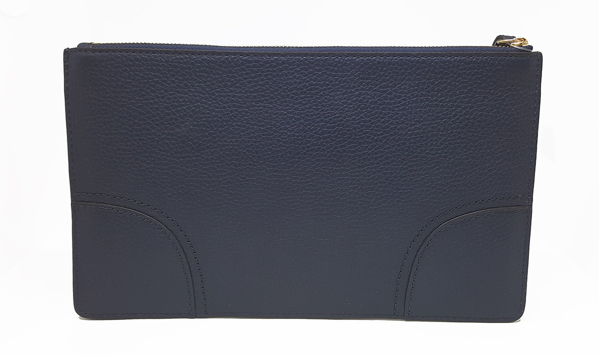 Michael Kors Leather LG Zip Clutch Wallet For Women (Navy)