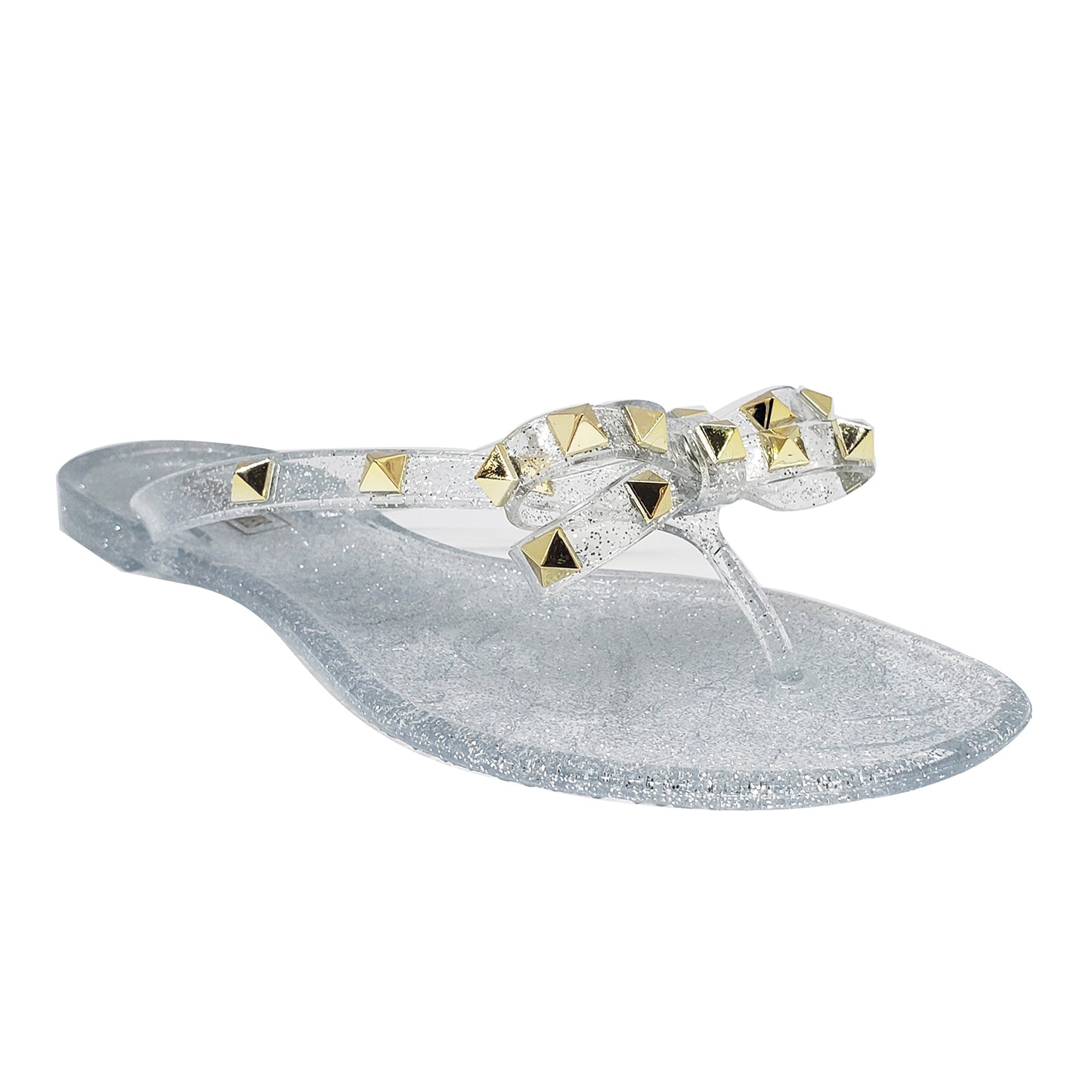 Victoria Adames Valencia Clear Glitter Jelly Sandals