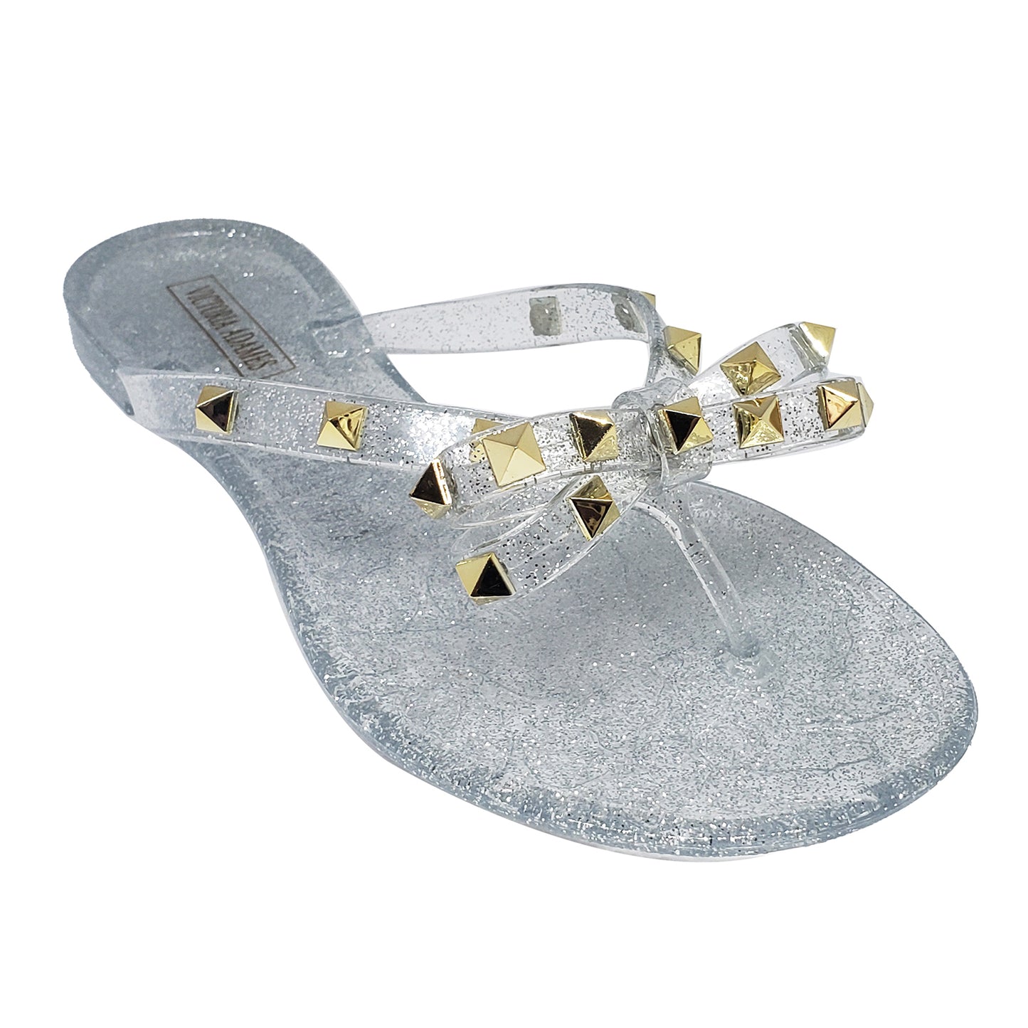 Victoria Adames Valencia Clear Glitter Jelly Sandals