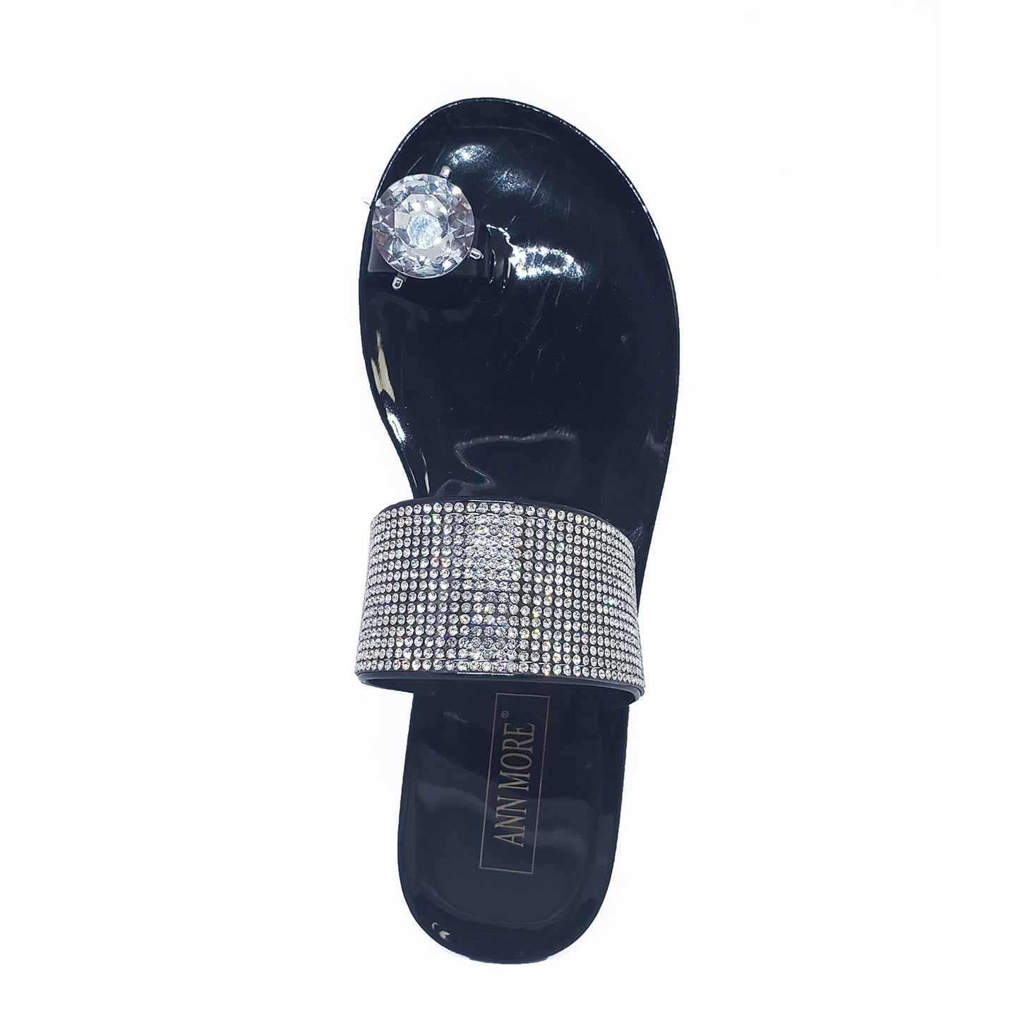 Ann More Cocoa Jelly Sandals Diamond Rhinestone