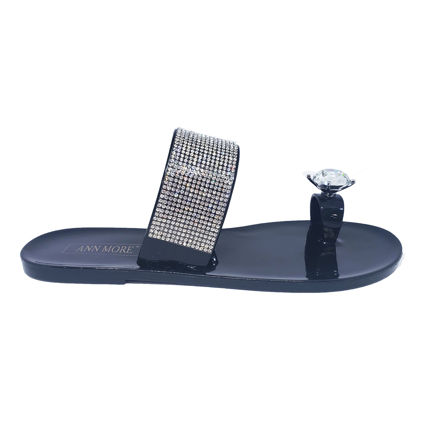 Ann More Cocoa Jelly Sandals Diamond Rhinestone