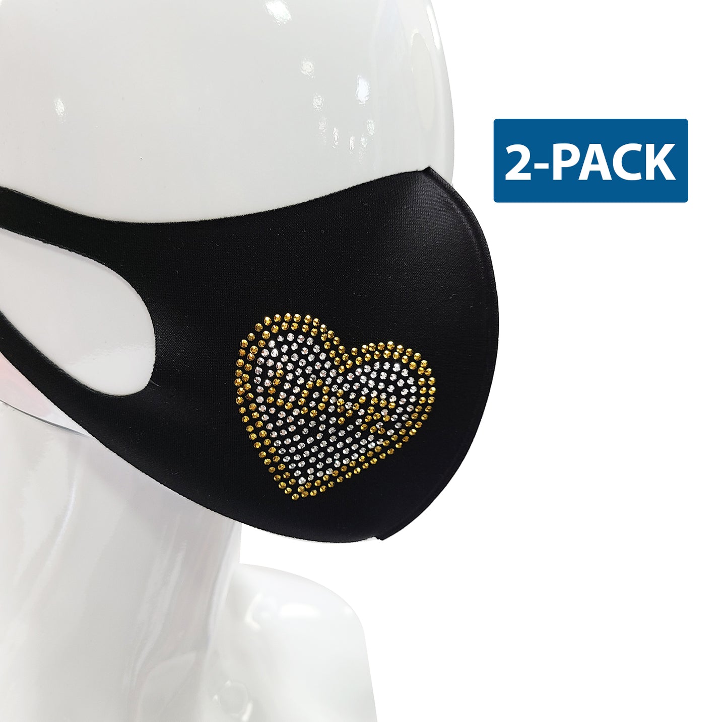 Reusable Fashion Face Mask high Quality Cotton Black Gold "2-PACK"