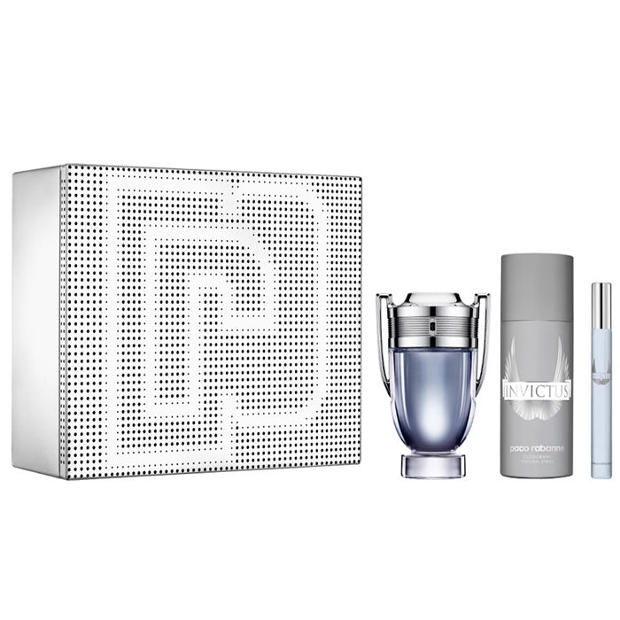 Paco Rabanne Invictus 3pc Gift Set EDT 3.4 oz 100 ml