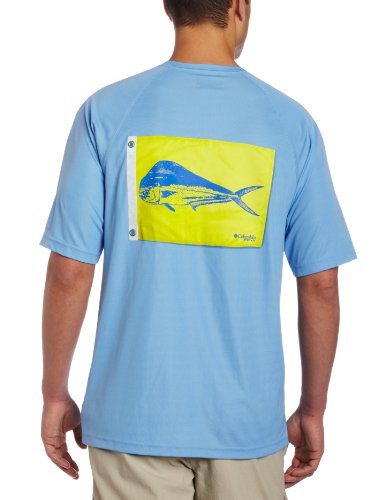 Columbia Men's Terminal Tackle Short Sleeve Shirt, White Cap, Dorado Flag