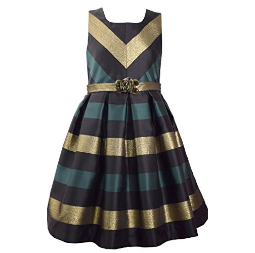 Bonnie Jean Big Girls' Hipster Dresses, Gold/Black Plaid (4)