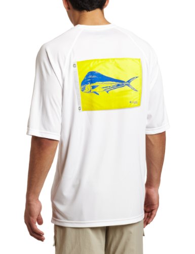Columbia Men's Terminal Tackle Short Sleeve Shirt, White Cap, Dorado Flag