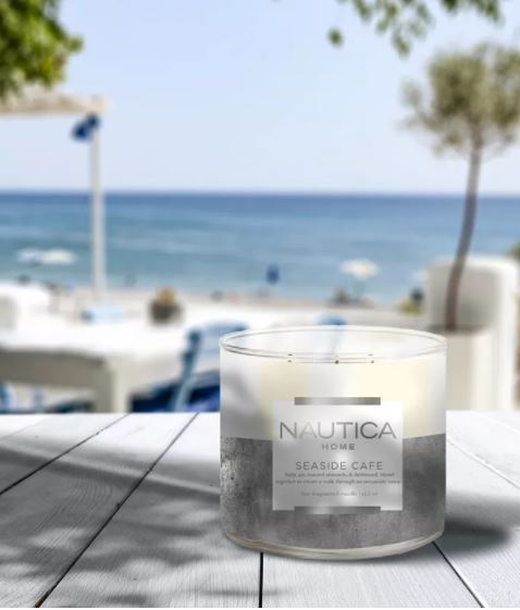 Nautica Soy Wax Blend 3 Wick Candle - Seaside Cafe 14.5 Oz