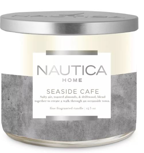 Nautica Soy Wax Blend 3 Wick Candle - Seaside Cafe 14.5 Oz
