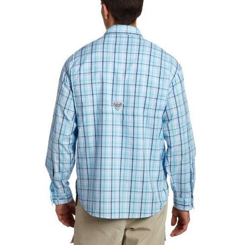 Columbia Men's Super Tamiami Long Sleeve Shirt (Small, Sail/4 Color Check)