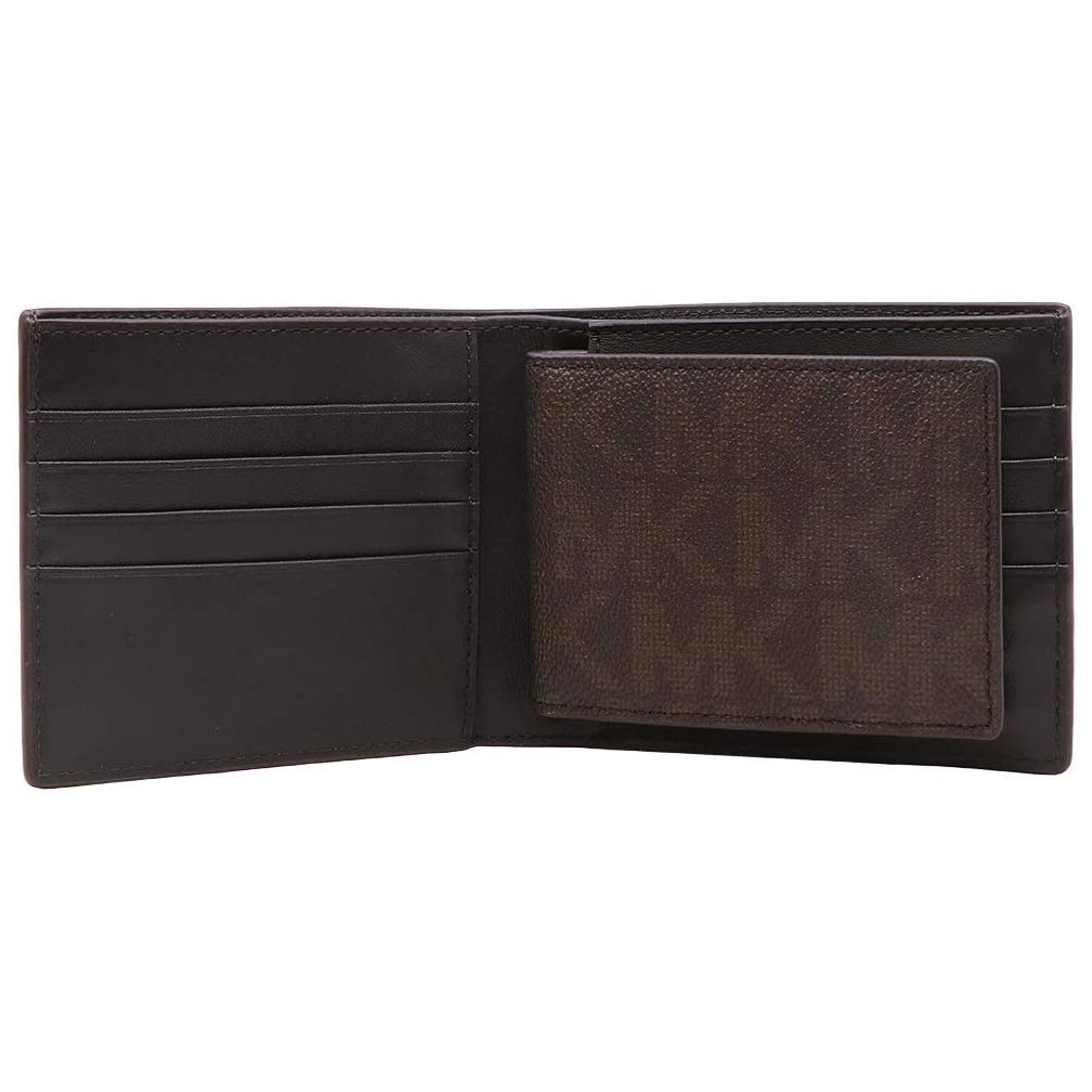 Michael Kors Jet Set Brown Men's Billfold W/Passcase Wallet (36H7LMNF6B)