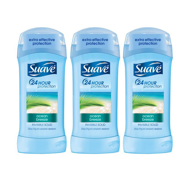 Suave Ocean Breeze Invisible Solid Deodorant & Antiperspirant 2.6 oz "3-PACK"