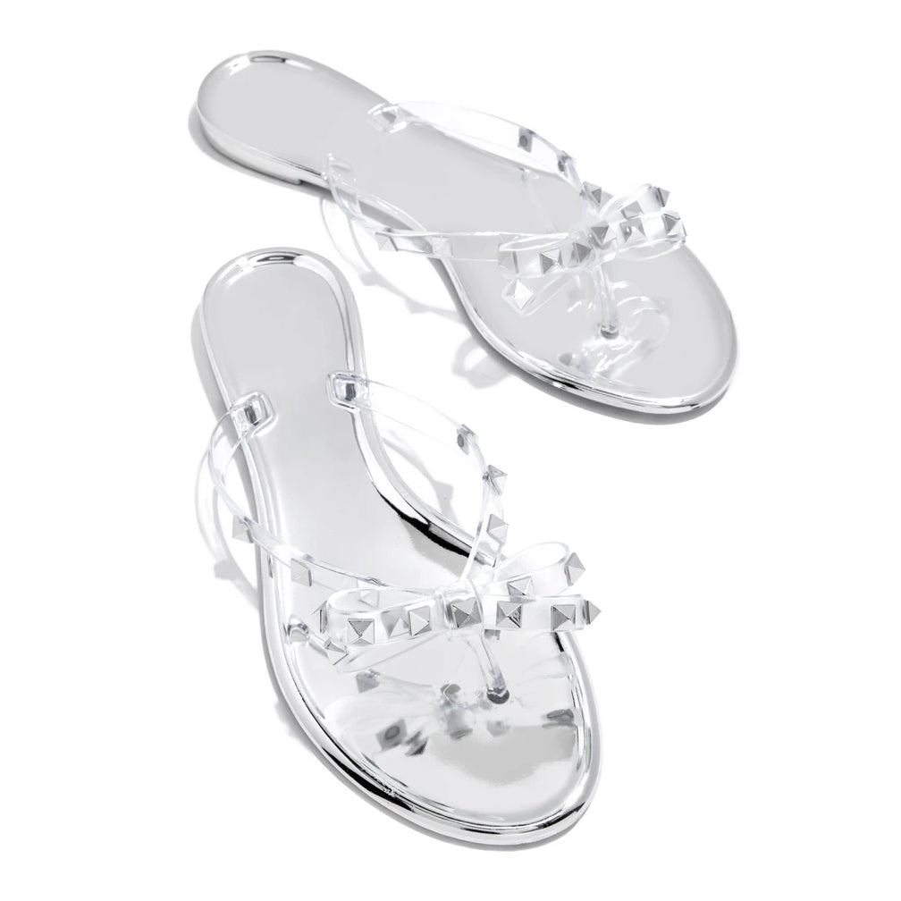Victoria Adames Valencia Chrome Jelly Sandals Silver
