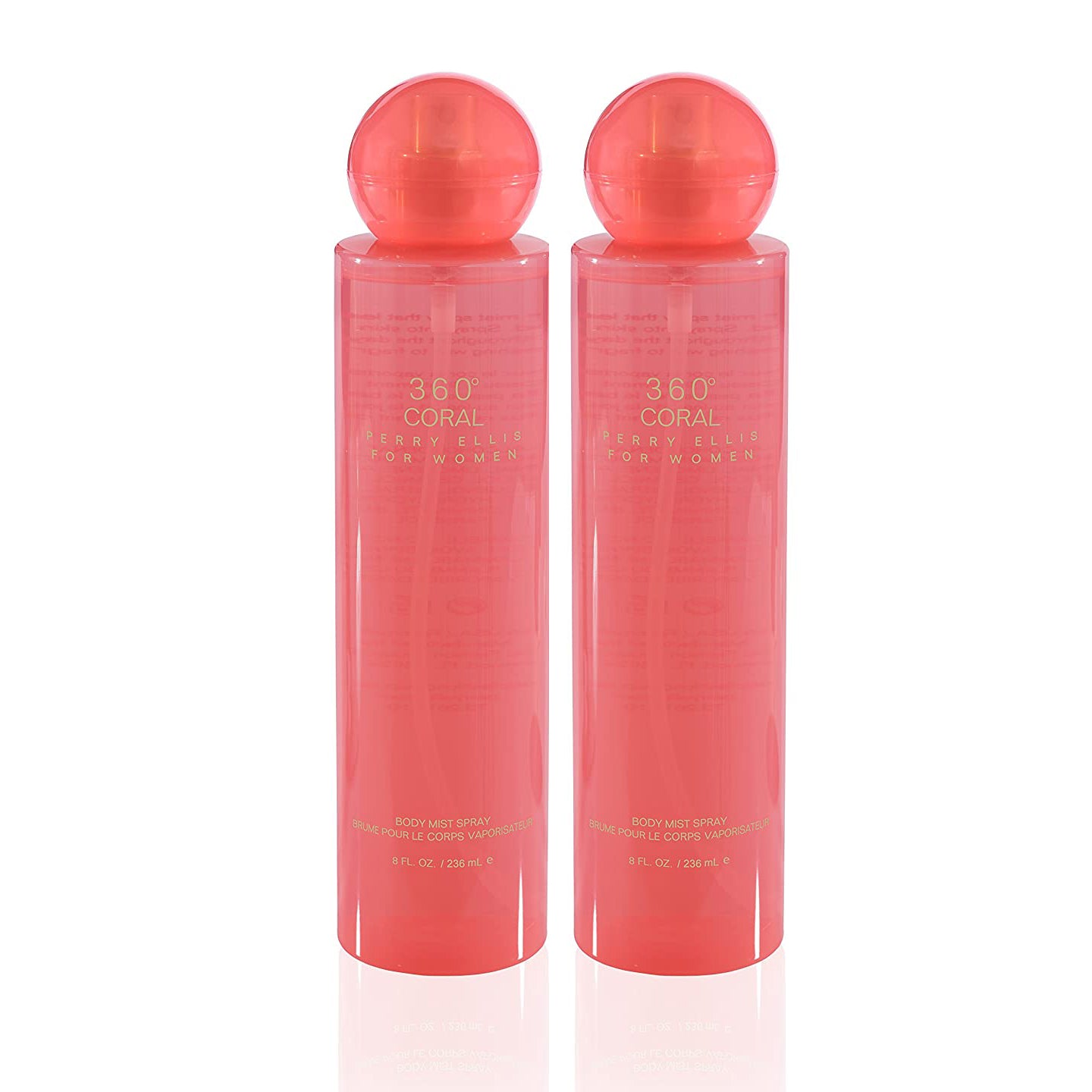 Perry Ellis 360 Coral Body Mist Spray 8 oz 236 ml Women (Pack of 2)