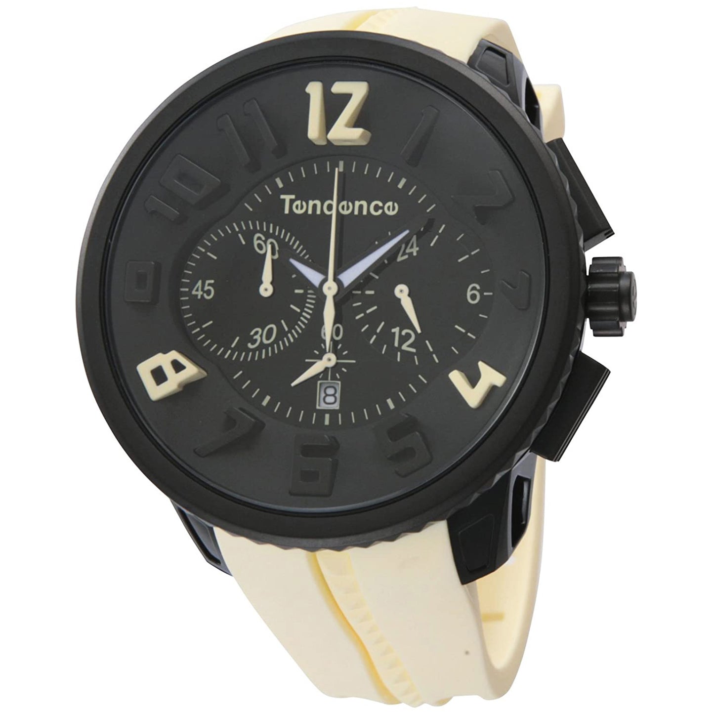 Tendence Round Gulliver Chrono Watch Black/Cream 02046022 Unisex