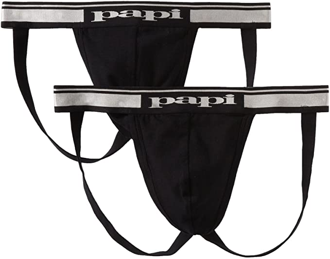 Papi Men's Cotton Stretch Jock Strap Black "2-PACK" 980910-001