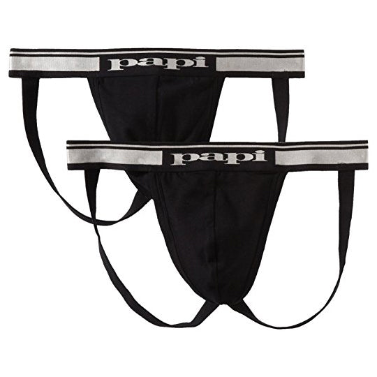 Papi Men's 2-Pack Cotton Stretch Jock Strap Black (980910)