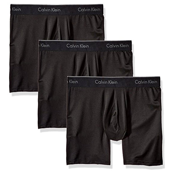 Calvin Klein Men's Underwear Microfiber Stretch 3 Pack Boxer Brief Black (NB1290-001)