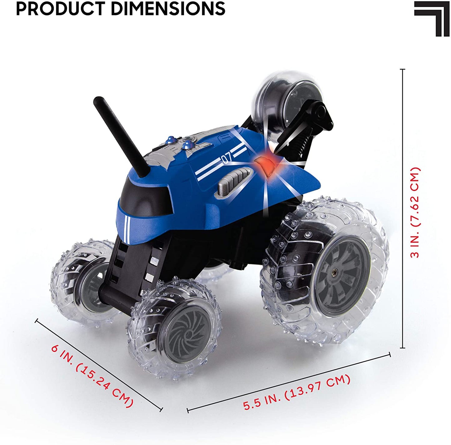 SHARPER IMAGE Thunder Tumbler Toy RC Car for Kids BLUE, Remote Control Monster Spinning Stunt Mini Truck for Girls and Boys