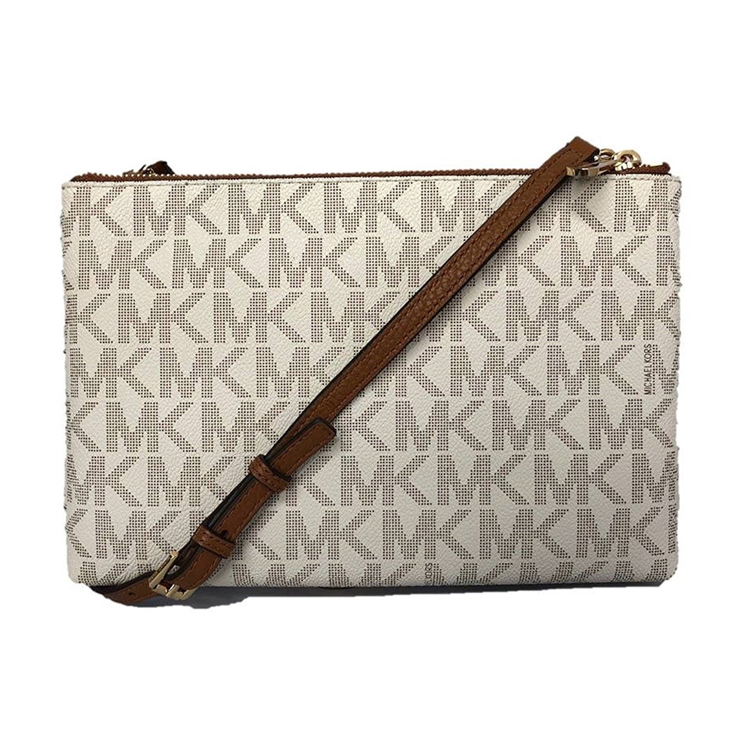 Michael Kors Jet Set Travel Double Zip Crossbody (35F7GTVM3B) Vanilla/Acrn
