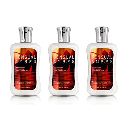 Bath Body Works Sensual Amber 8.0 Oz Body Lotion "3-PACK"