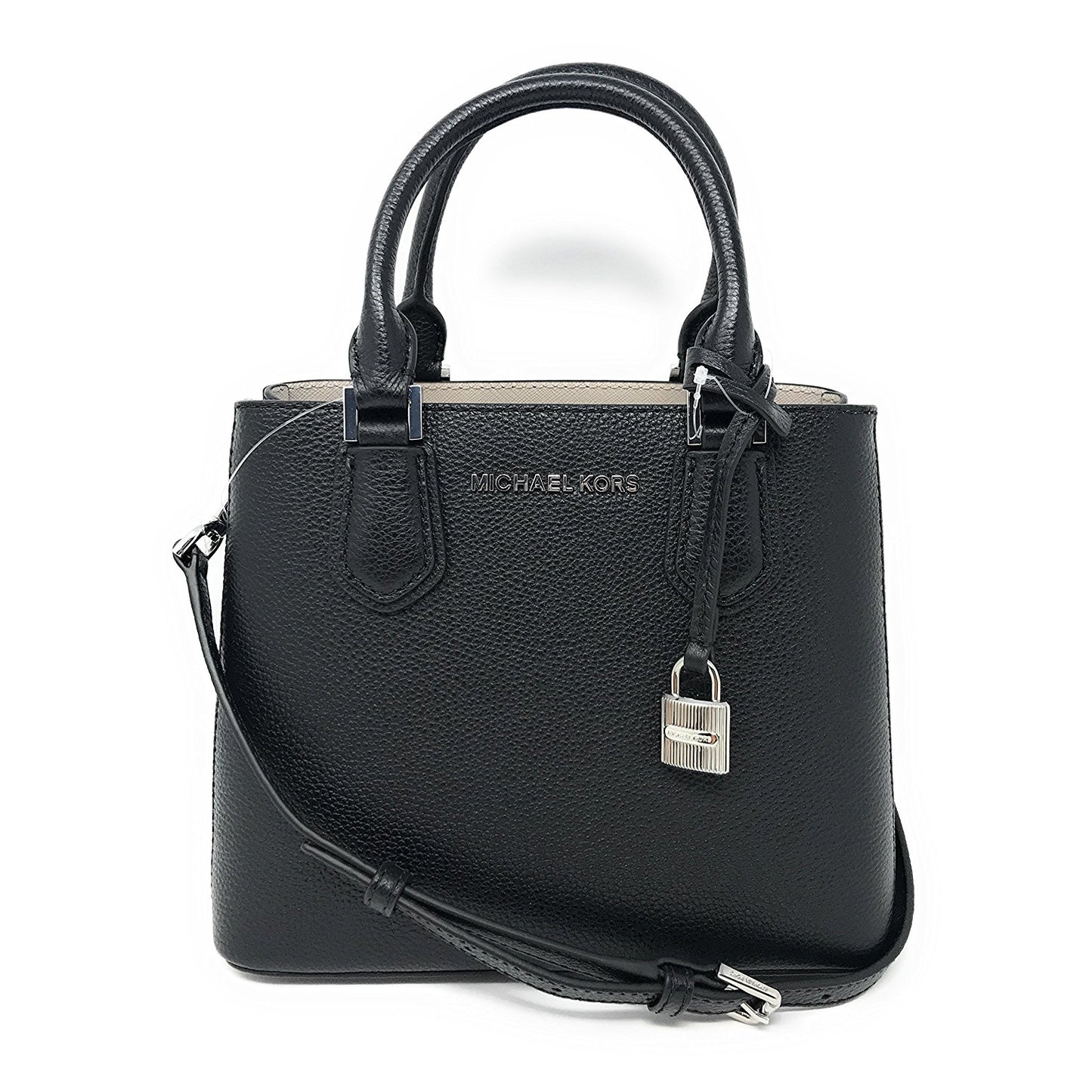 Michael Kors Adele MD Leather Messenger Bag in Black/Cement (35T8SAFM2L)