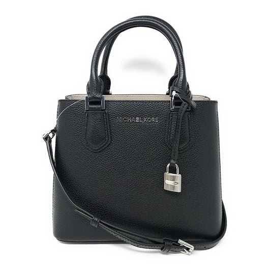 Michael Kors Adele MD Leather Messenger Bag in Black/Cement (35T8SAFM2L)