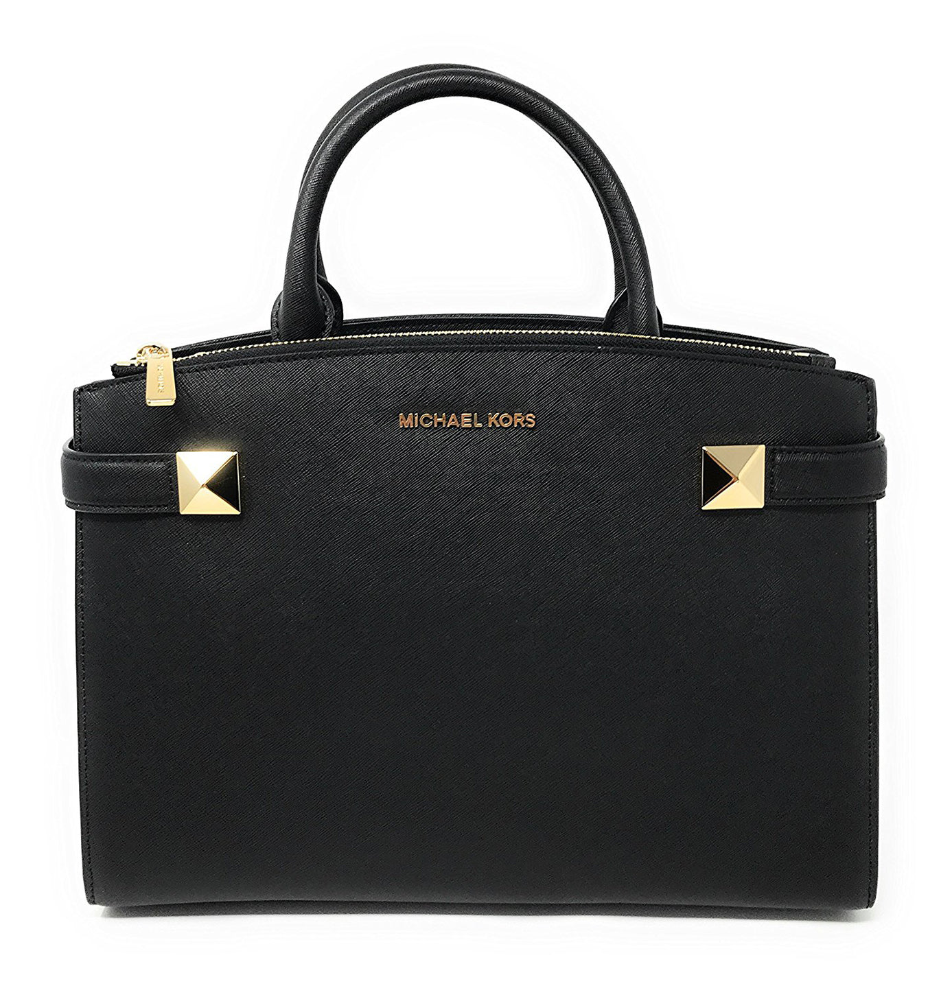 Michael Kors Karla Medium EW Leather Satchel Bag Black (35T8GKGS2L)