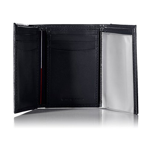 Tommy Hilfiger Men's Leather Cambridge Trifold Wallet Dark Brown (31TL11X033)