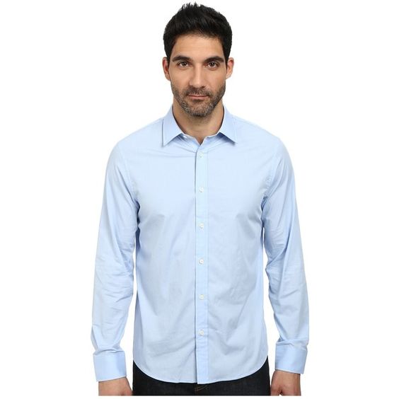 Michael Kors Tailored Fit Shirt (Steel Blue) Men's Long Sleeve