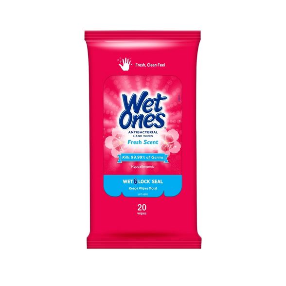 Wet Ones Antibacterial Hand Wipes Fresh Scent 20 ct (2-PACK)