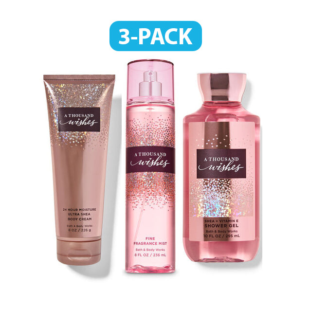 Bath & Body Works A Thousand Wishes Fragrance Mist, Shower Gel & Body Cream "3-PACK"