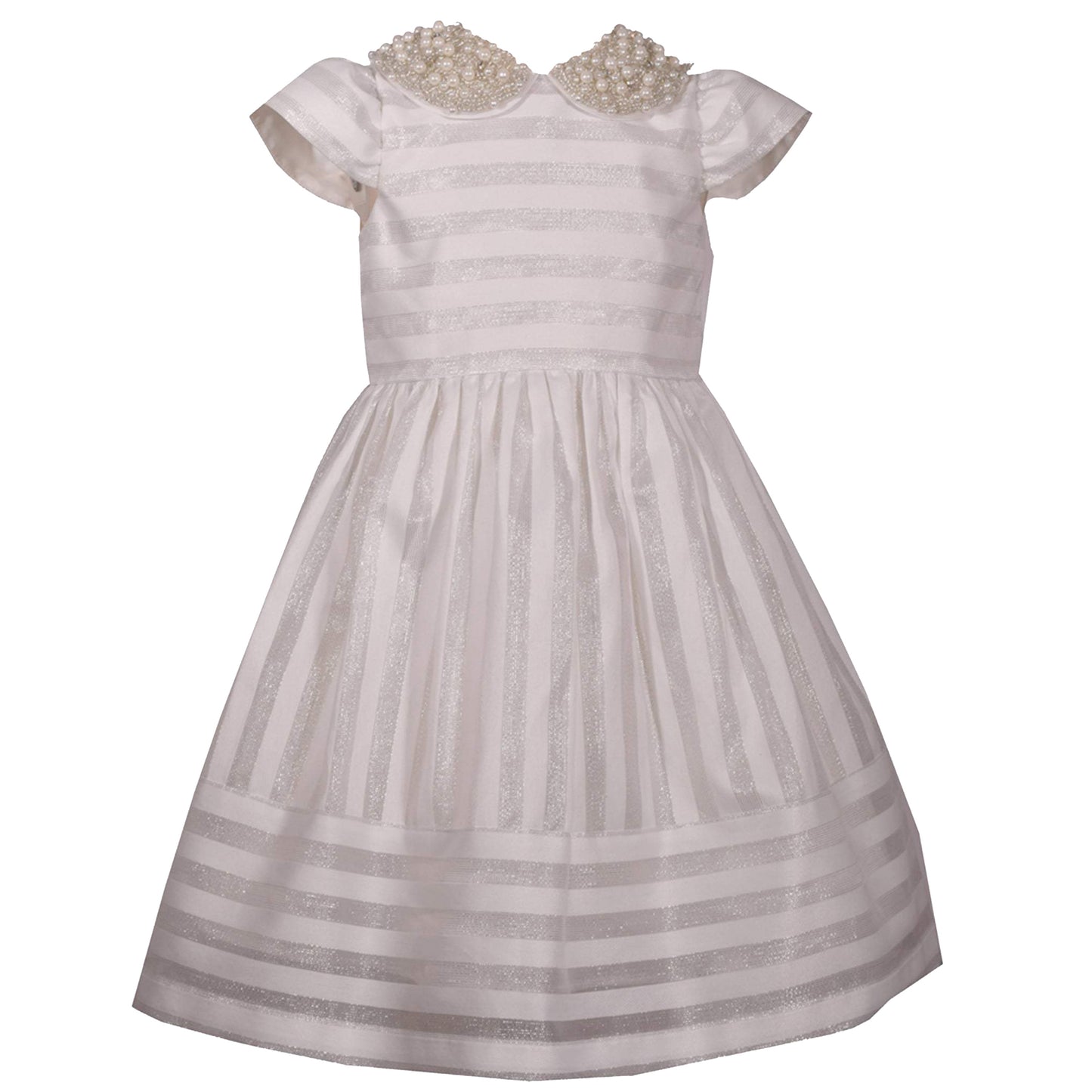 Bonnie Jean Little Girls London Striped Dress Ivory