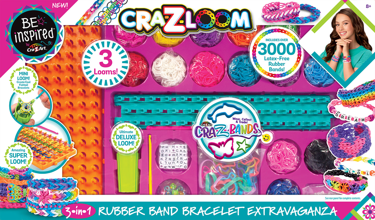 Cra-Z-Art Be Inspired Cra-Z-Loom 3 in 1 Rubber Band Bracelet Extravaganza