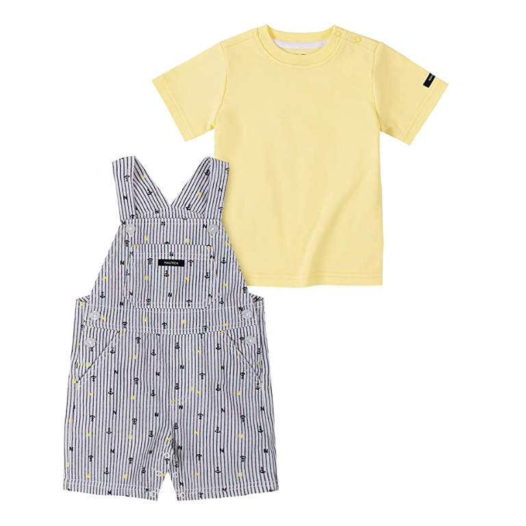 Nautica Sets Boys' Shortall Overall Set Yellow/Navy