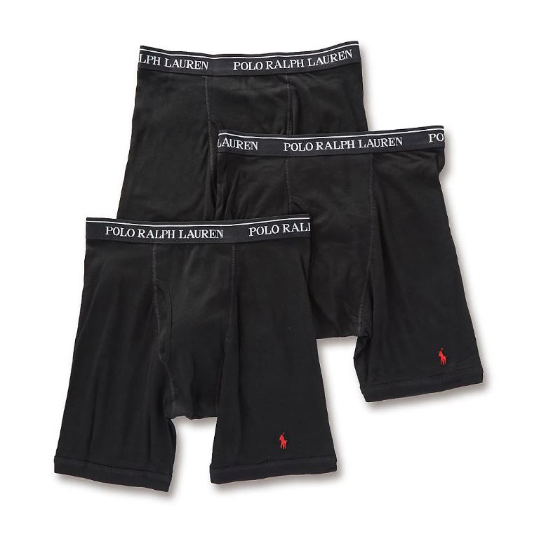 Polo Ralph Lauren Classic Fit Cotton Long Leg Boxer Brief (RCLBP3-PBD) Black "3-PACK"