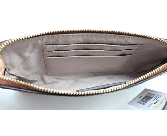 Michael Kors Fulton Large Top Zip Leather Wristlet Clutch Wallet Luggage