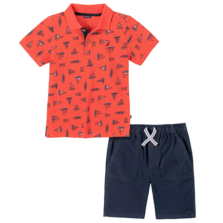Nautica Sets Boys Polo Shorts Set Red/Navy (62I42010-99)
