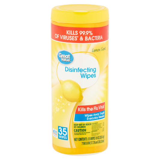 Great Value Lemon Scent Disinfecting Wipes, 35 count