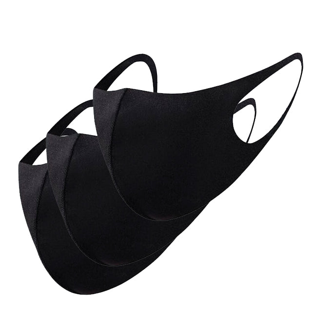 Reusable Black Cotton Mask Black "3-PACK"