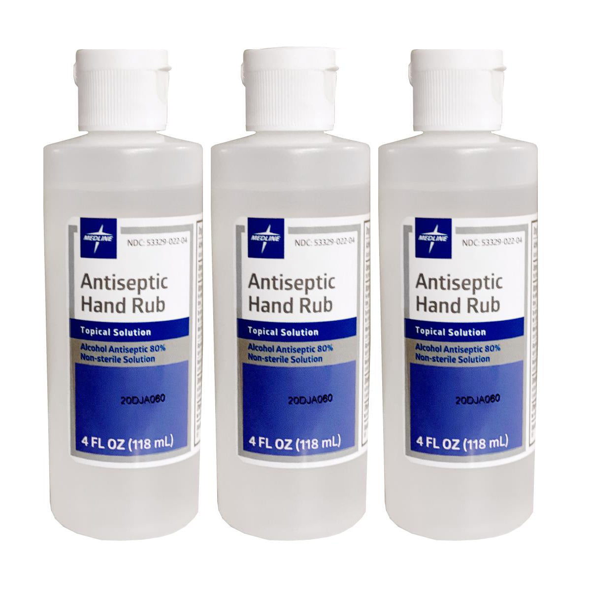 Antiseptic Hand Rub 4 oz. Flip Top Bottle, 80% Ethyl Alcohol "3-PACK"
